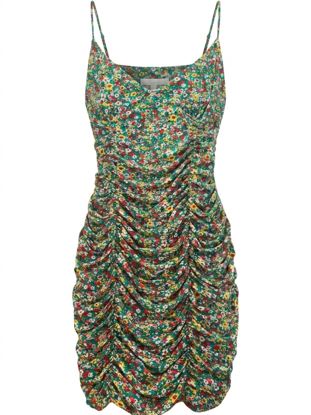 Urban Outfitters Green Floral Ruched Mini Dress